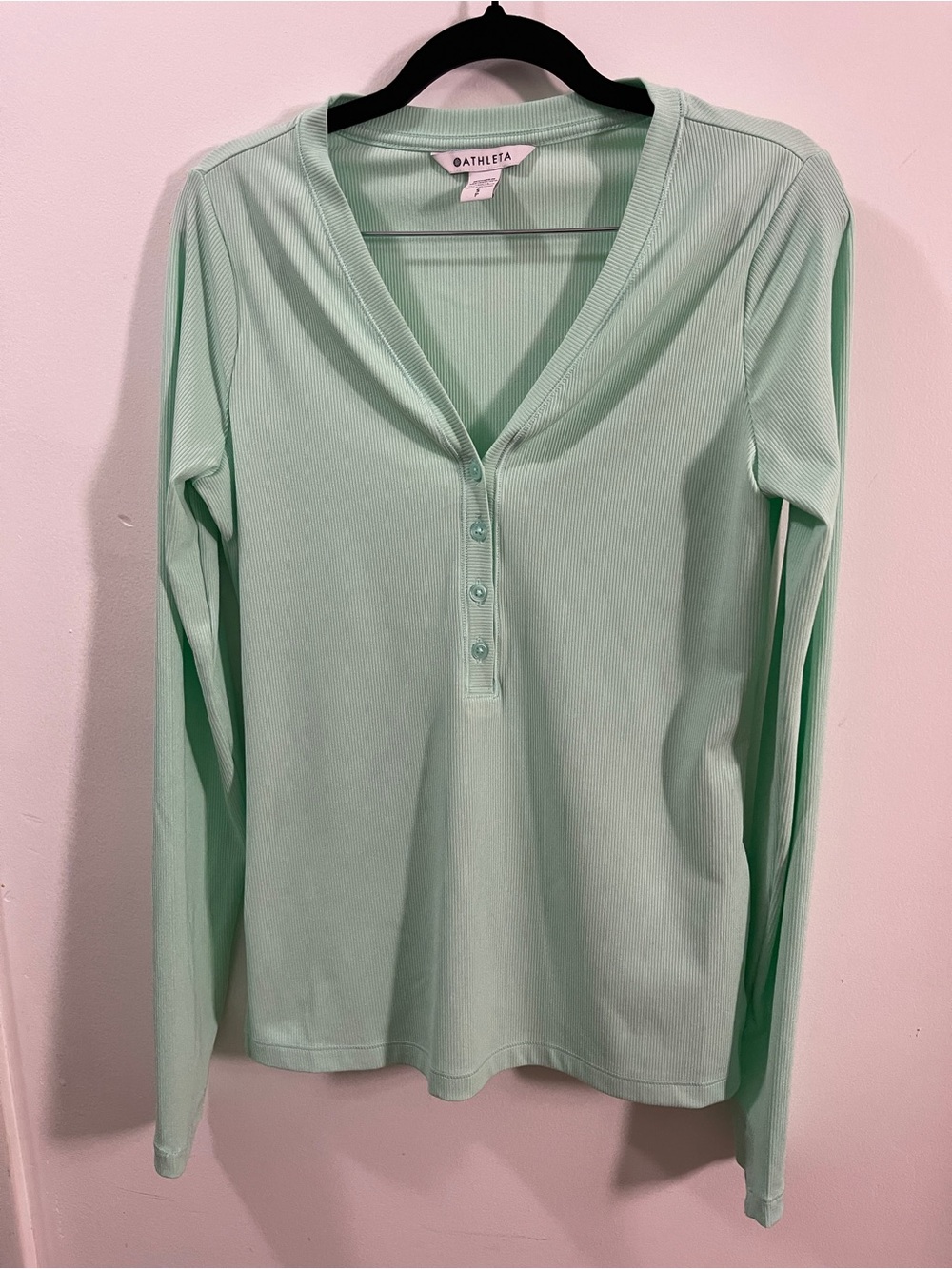 Athleta Uptempo Ribbed Henley Mint Green Small
